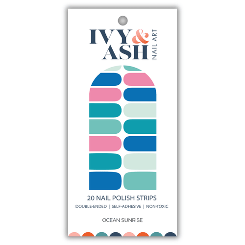 Ocean Sunrise | Teal Blue & Pink Skittle Mani Nail Wrap Set - Olita Gifts & Goods