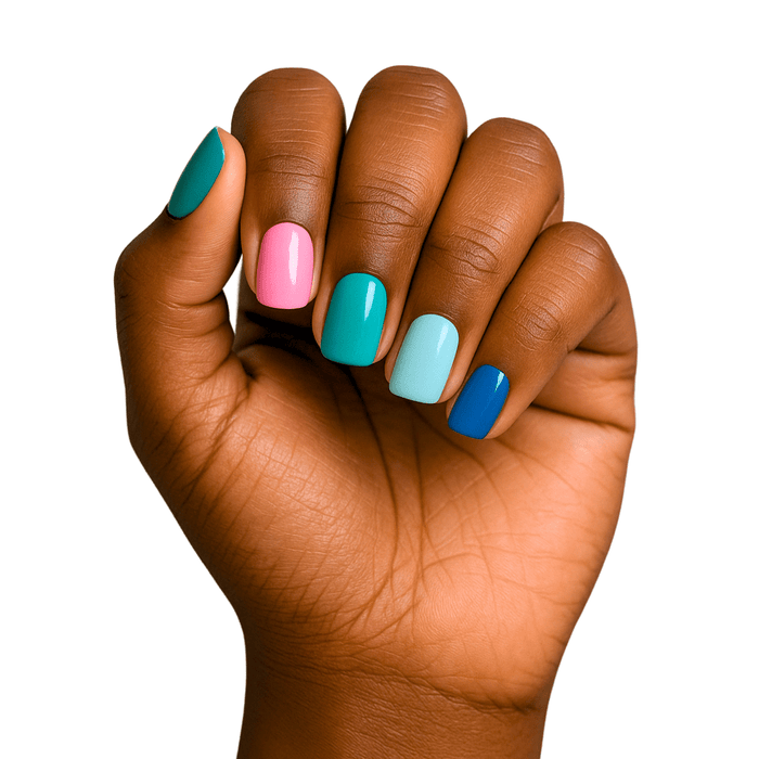 Ocean Sunrise | Teal Blue & Pink Skittle Mani Nail Wrap Set - Olita Gifts & Goods
