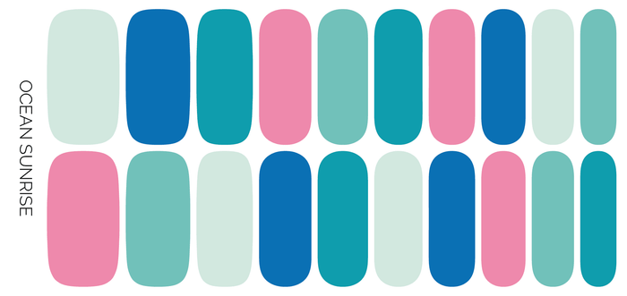 Ocean Sunrise | Teal Blue & Pink Skittle Mani Nail Wrap Set - Olita Gifts & Goods