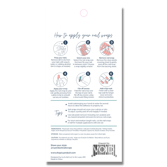 Ocean Sunrise | Teal Blue & Pink Skittle Mani Nail Wrap Set - Olita Gifts & Goods