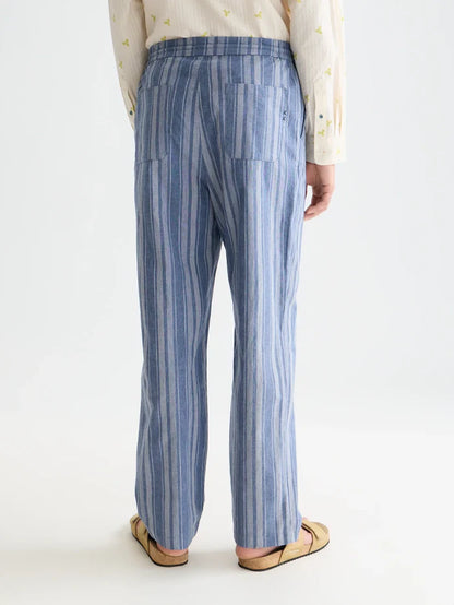 Oliver Pleated Linen-Blend Relaxed Straight-Fit Jogger - Pageant Blue Stripe