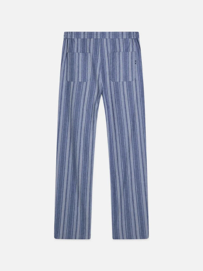 Oliver Pleated Linen-Blend Relaxed Straight-Fit Jogger - Pageant Blue Stripe