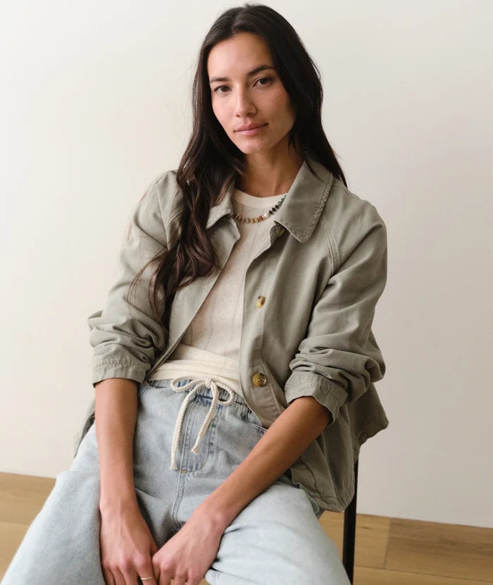 Olivia Cropped Trench Sage