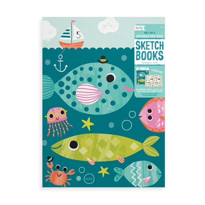 Ooly Doodle Pad Duo Sketchbooks Friendly Fish