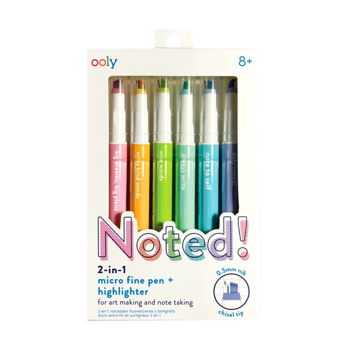 Ooly Noted Micro Fine Pen & Highlighter 6 Pk