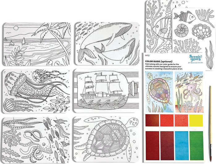 Ooly Scenic Hues DIY Watercolor Art Kit Ocean Paradise