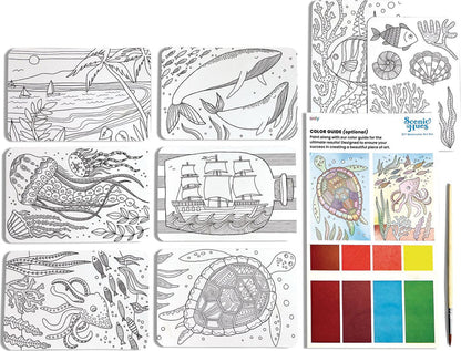 Ooly Scenic Hues DIY Watercolor Art Kit Ocean Paradise