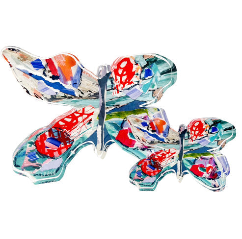 ORANGE AND BLUE BUTTERFLY ACRYLIC LARGE BLOCK