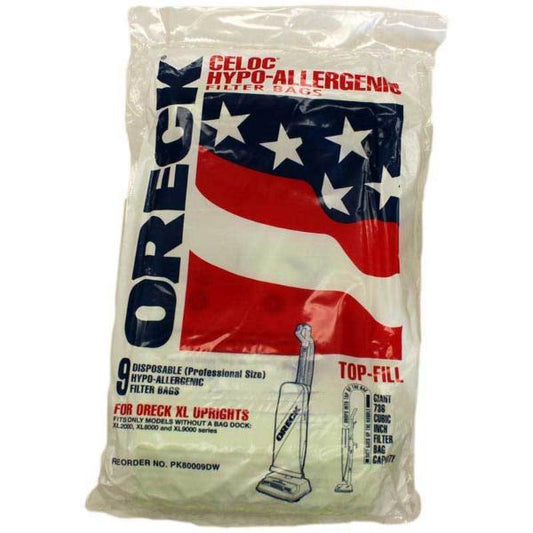 Oreck Paper Bag, Old Style W/O Bag Docking 9 Pk Part PK80009DW, AK12109