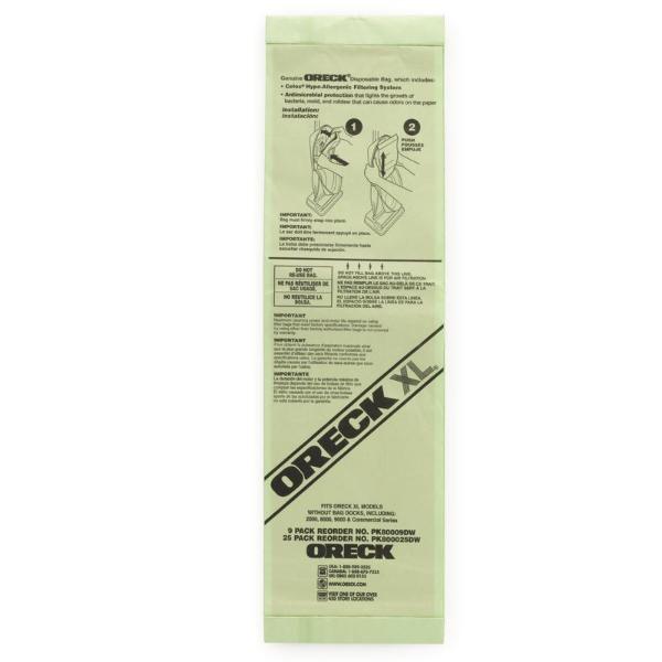 Oreck Paper Bag, Old Style W/O Bag Docking 9 Pk Part PK80009DW, AK12109