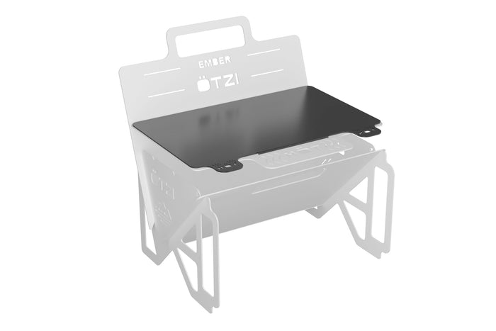 Black rectangular griddle plate mounted on a portable grill frame