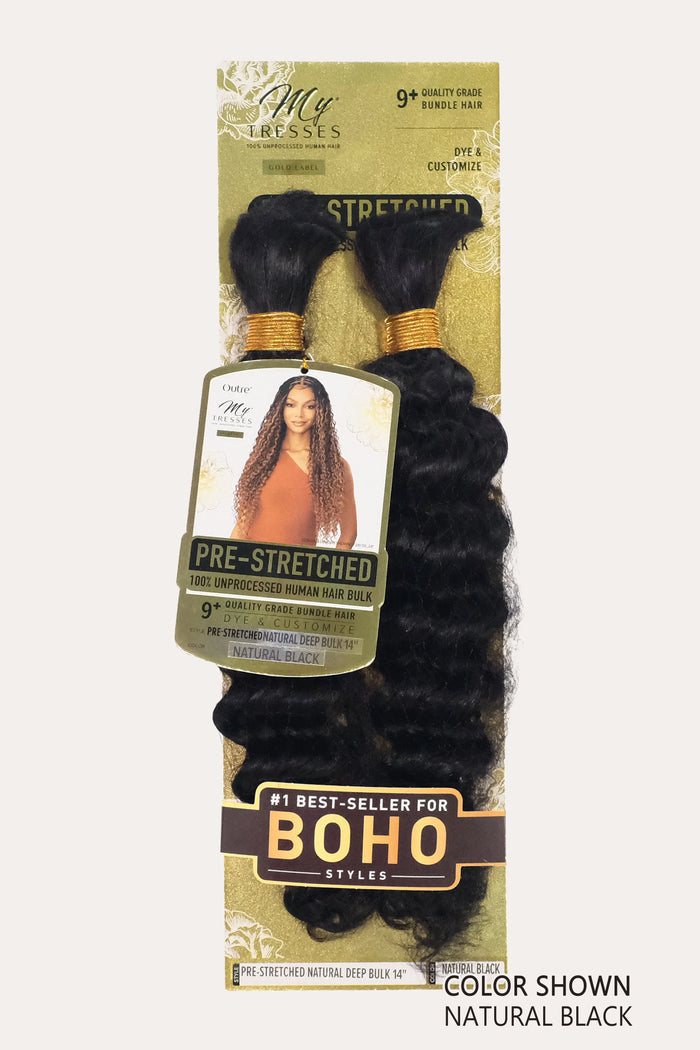 OUTRE MY TRESSES PRE-STRETCHED 100% UNPROCESSED HUMAN HAIR NATURAL DEEP BULK 14" OUTRE