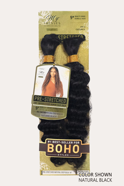OUTRE MY TRESSES PRE-STRETCHED 100% UNPROCESSED HUMAN HAIR NATURAL DEEP BULK 14" OUTRE