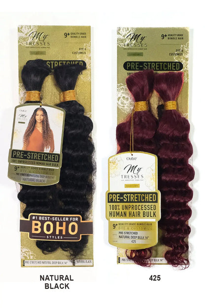 OUTRE MY TRESSES PRE-STRETCHED 100% UNPROCESSED HUMAN HAIR NATURAL DEEP BULK 14" OUTRE