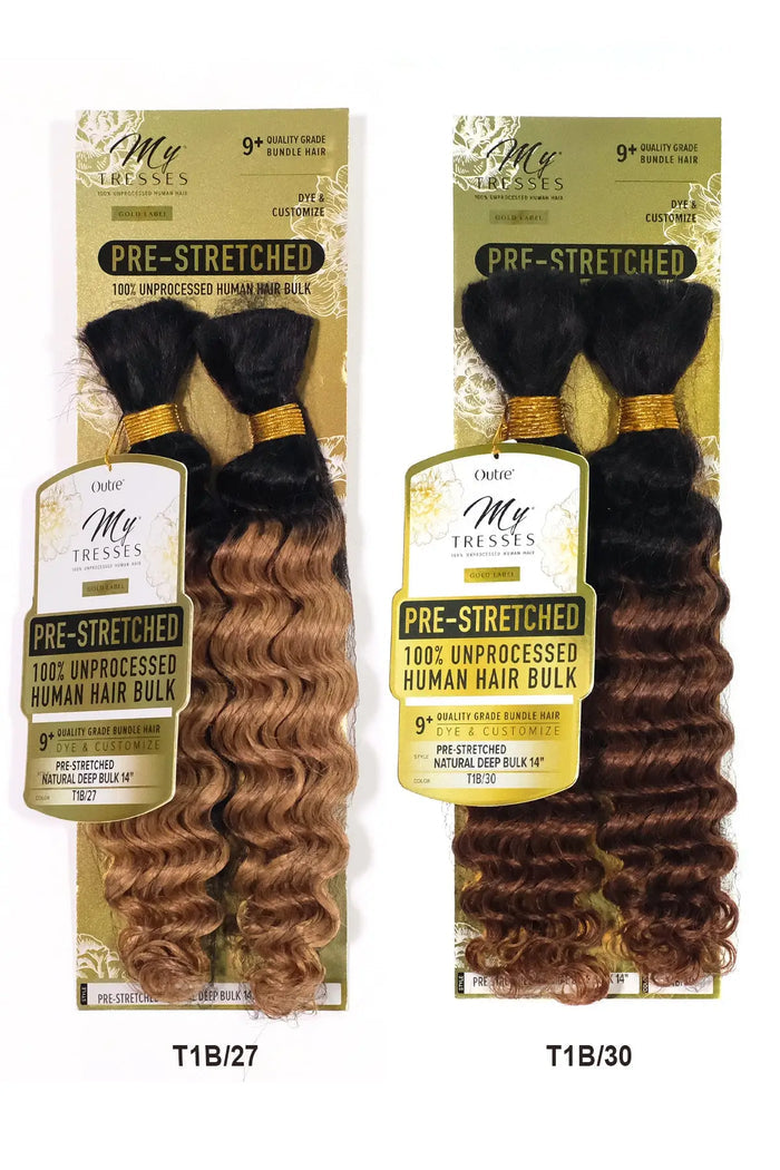 OUTRE MY TRESSES PRE-STRETCHED 100% UNPROCESSED HUMAN HAIR NATURAL DEEP BULK 14" OUTRE