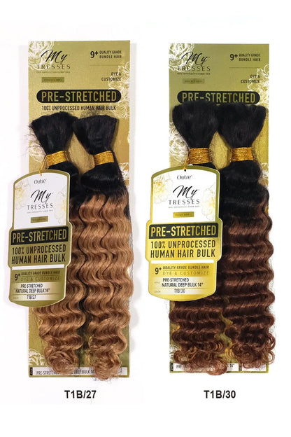 OUTRE MY TRESSES PRE-STRETCHED 100% UNPROCESSED HUMAN HAIR NATURAL DEEP BULK 14" OUTRE