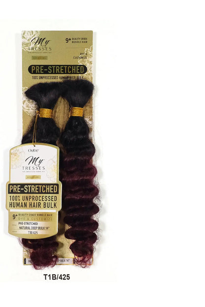 OUTRE MY TRESSES PRE-STRETCHED 100% UNPROCESSED HUMAN HAIR NATURAL DEEP BULK 14" OUTRE