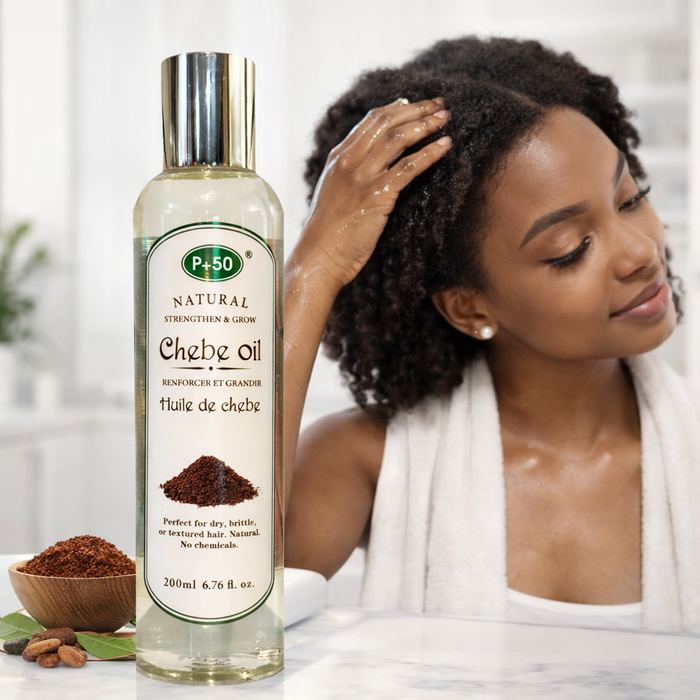 P+50 Chebe Hair Oil 200ml – Nourishing Moisturising Oil for Dry, Brittle & Textured Hair