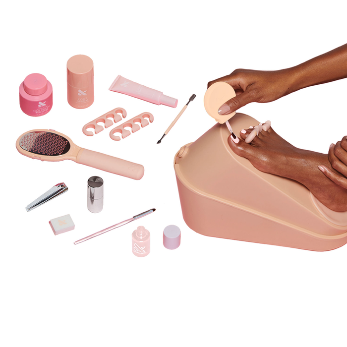 Pedi System - 1 Polish showing foot care tools and long-lasting nail polish application for salon pedicure at home