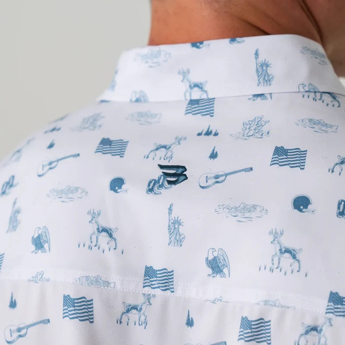 Performance Button Up- America the Great by Burlebo