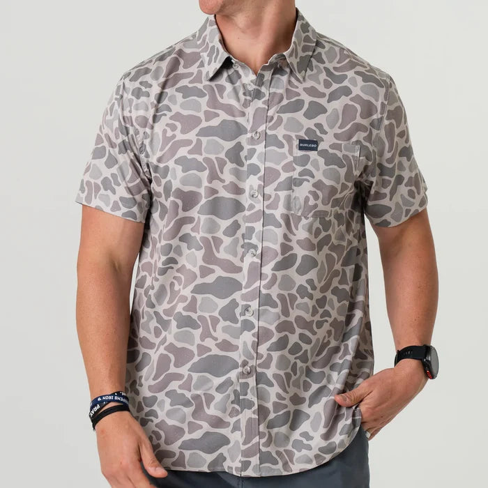 Performance Button Up- Classic Deer Camo by Burlebo