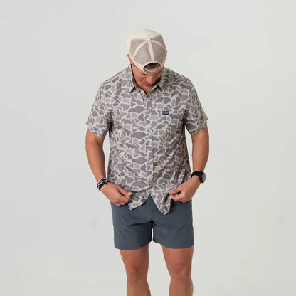 Performance Button Up- Classic Deer Camo by Burlebo