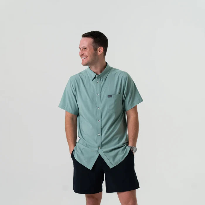 Performance Button Up-Ocean Swell,  by Burlebo