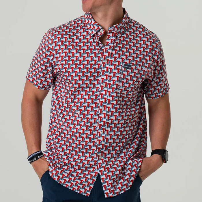 Performance Button Up-Texas Flags by Burlebo