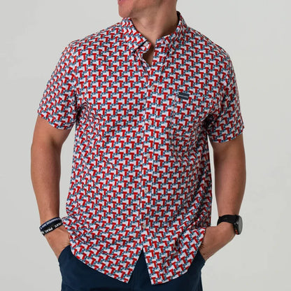 Performance Button Up-Texas Flags by Burlebo