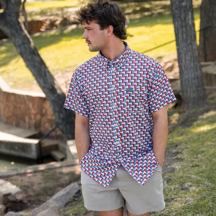 Performance Button Up-Texas Flags by Burlebo