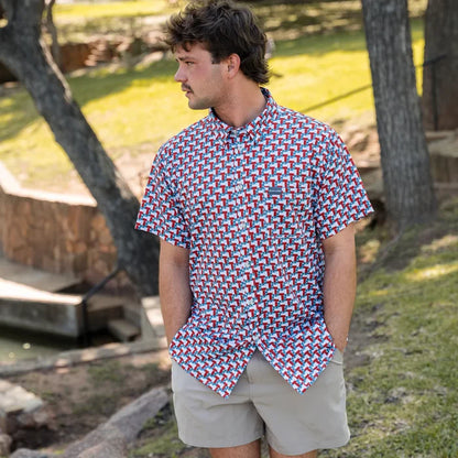 Performance Button Up-Texas Flags by Burlebo