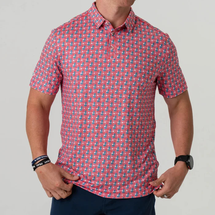 Performance Polo by Burlebo- American Flag Print