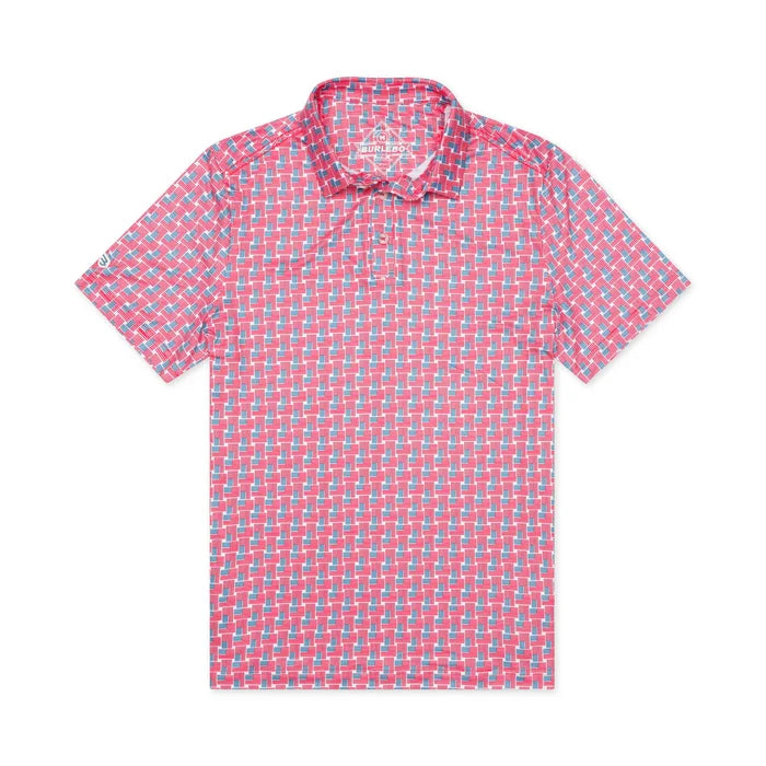 Performance Polo by Burlebo- American Flag Print