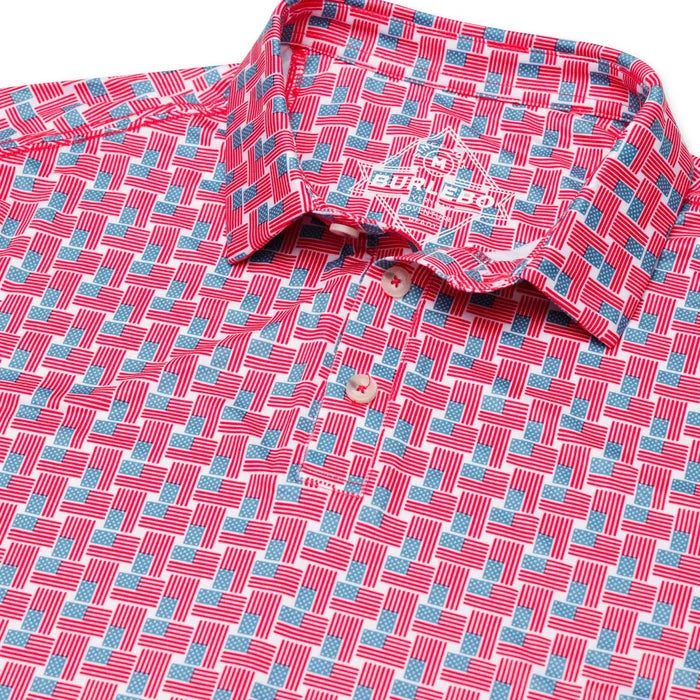 Performance Polo by Burlebo- American Flag Print