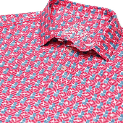 Performance Polo by Burlebo- American Flag Print