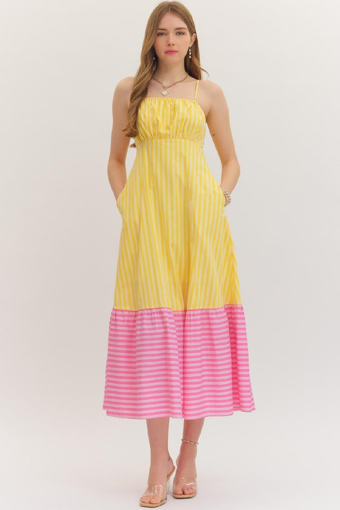 Pink Lemonade Stripe Midi Dress