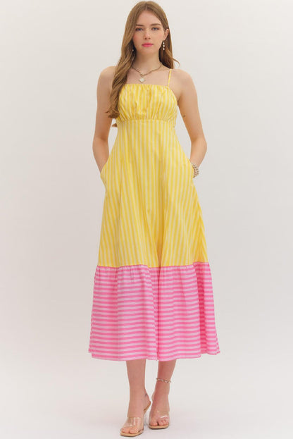 Pink Lemonade Stripe Midi Dress