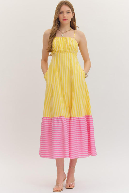Pink Lemonade Stripe Midi Dress