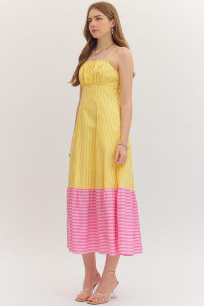 Pink Lemonade Stripe Midi Dress