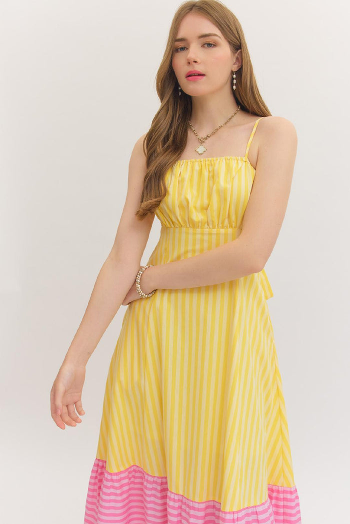 Pink Lemonade Stripe Midi Dress