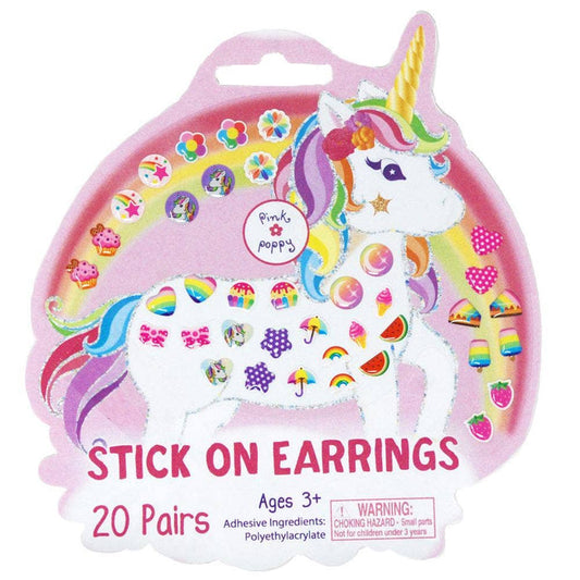 Pink Poppy Unicorn Sweets Stick-On Earrings, 20 Pairs