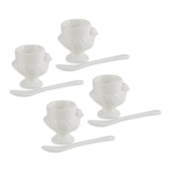 Porcelain Egg Cups and Spoons