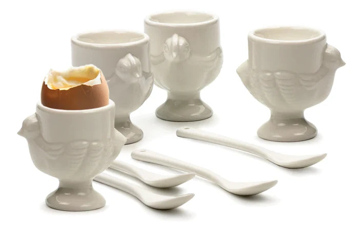 Porcelain Egg Cups and Spoons