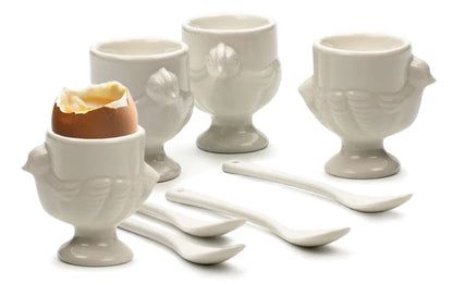Porcelain Egg Cups and Spoons