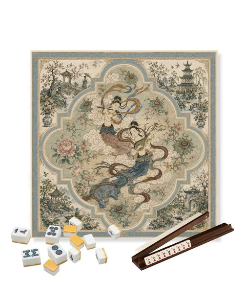 Square table mat with ornate peacock and floral design for non-slip gaming