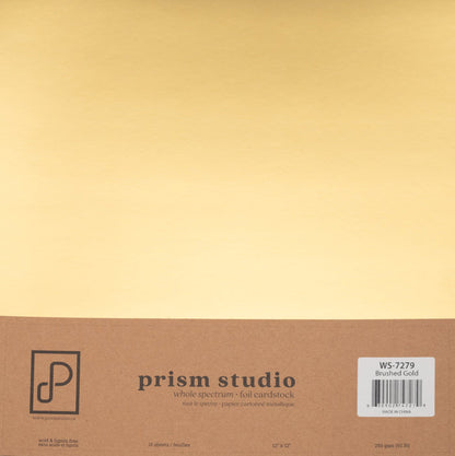 Prism Studio - 12X12 Whole Spectrum Foil Cardstock Pack - Brushed Gold (15 Sheets). Available at Embellish Away located in Bowmanville Ontario Canada.
