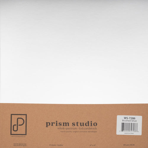 Prism Studio - 12X12 Whole Spectrum Foil Cardstock Pack - Brushed Silver (15 Sheets). Available at Embellish Away located in Bowmanville Ontario Canada.