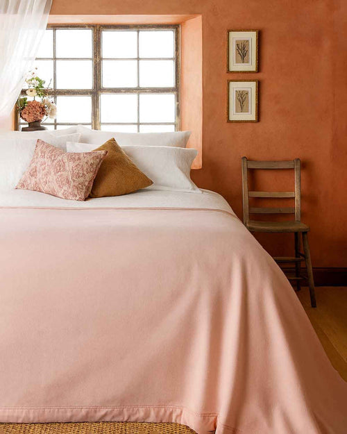 Pure Wool Satin Bound Blankets - Pink - Country Collection