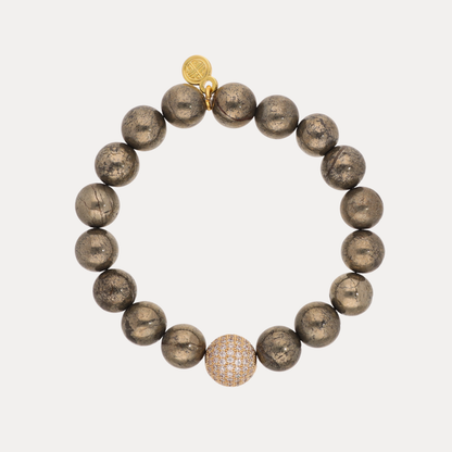 a beaded bracelet with a gold bead and a gold bead