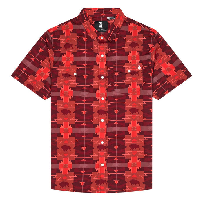 Raised by Coyotes Buffalo Plaid Red Pearl Snap